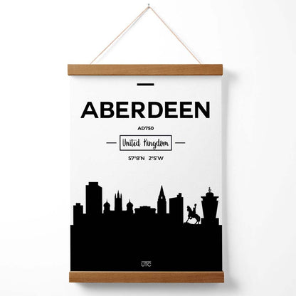 Aberdeen Stadtbild-Poster in Schwarz-Weiß mit Aufhänger
