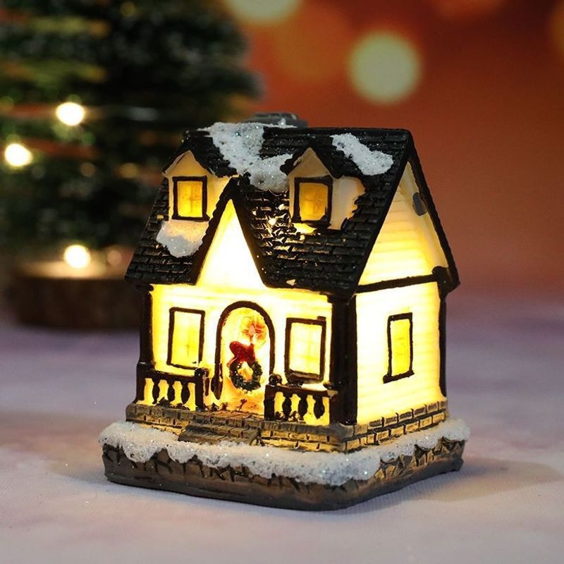 Beleuchtetes Weihnachtshaus aus Kunstharz