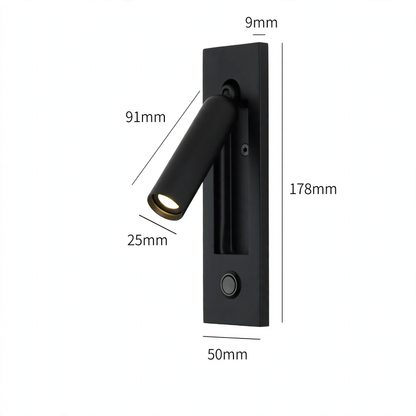 Wandleuchte mit Leselicht und USB-Ladeanschluss