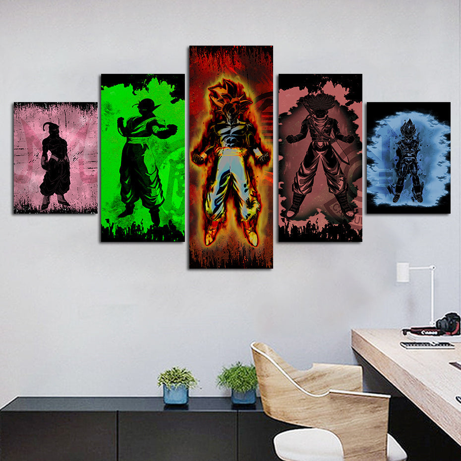 Dragon Ball Z Silhouetten - Canvas Wandkunst Malerei