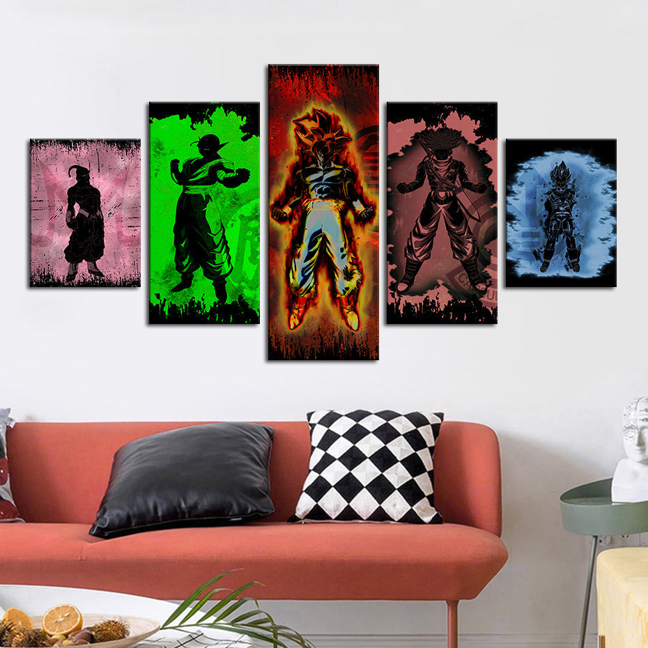 Dragon Ball Z Silhouetten - Canvas Wandkunst Malerei