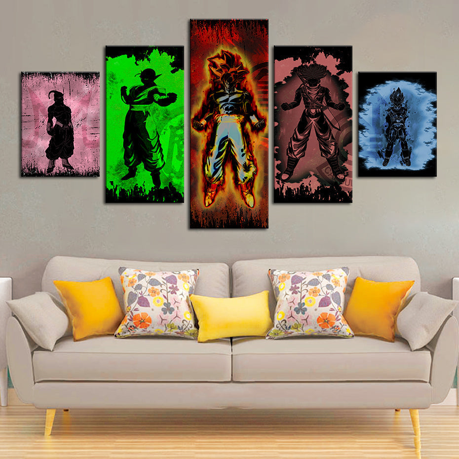 Dragon Ball Z Silhouetten - Canvas Wandkunst Malerei