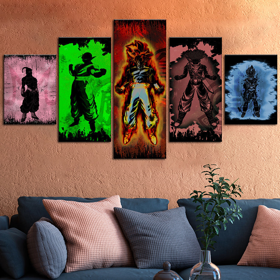 Dragon Ball Z Silhouetten - Canvas Wandkunst Malerei