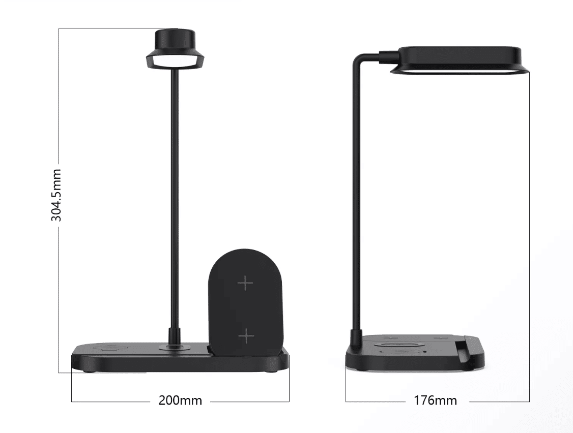 LED-Tischlampe mit Dimmer und kabellosem Ladegerät für Smartphones (4-in-1) | Brehn