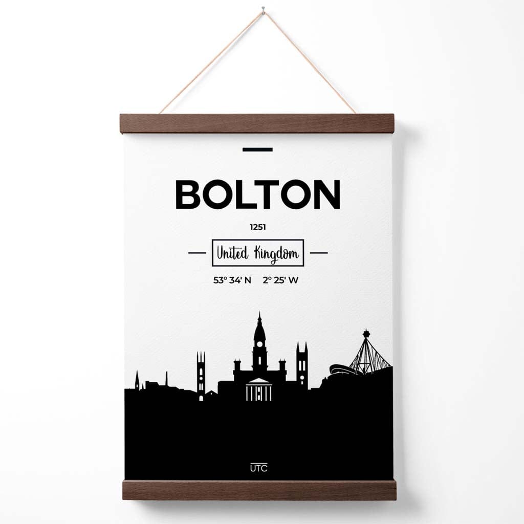 Bolton Schwarz-Weiß-Stadtbildposter mit Aufhänger