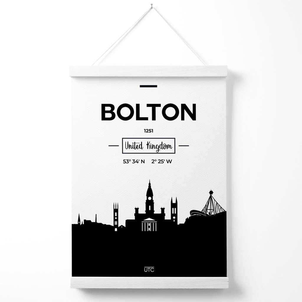 Bolton Schwarz-Weiß-Stadtbildposter mit Aufhänger