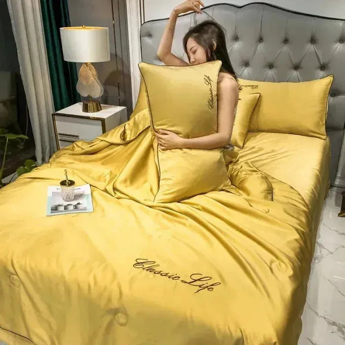 SummerSilk Brehnanket - Weiche, kühlende, bestickte Seiden-Brehnanket