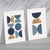 Set mit 2 geometrischen Kunstdrucken im Stil der Mitte des 20. Jahrhunderts in Blau und Gold