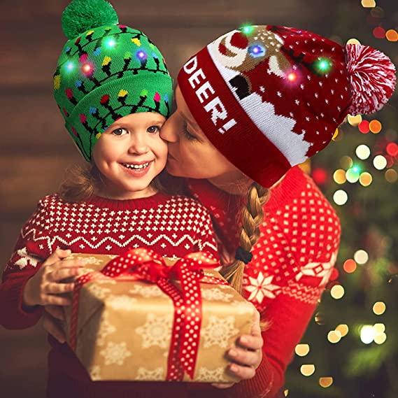 Brehn | 🎅LED Weihnachtsstrickmützen Leuchten Xmas Mütze