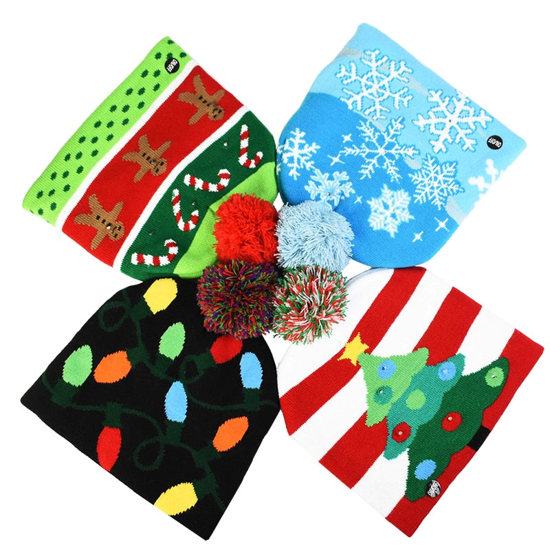 Brehn | 🎅LED Weihnachtsstrickmützen Leuchten Xmas Mütze