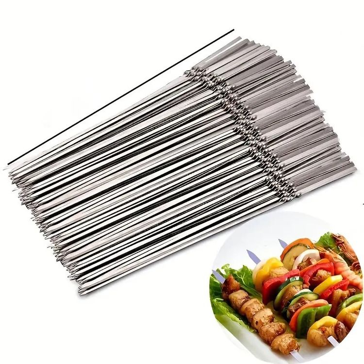Grillbesteck aus Edelstahl, Grillspieße, 10-teilig