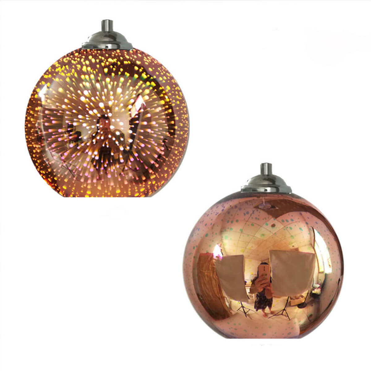 Brehn | Moderne kreative 3D bunte Feuerwerk Glas 1-Licht Kuppel Pendelleuchte