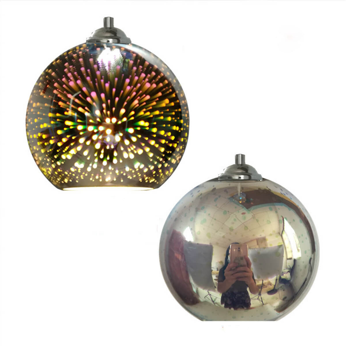 Brehn | Moderne kreative 3D bunte Feuerwerk Glas 1-Licht Kuppel Pendelleuchte