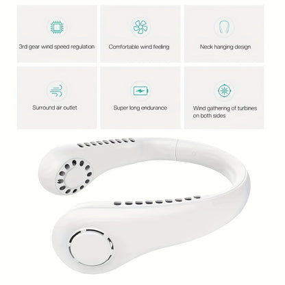 1Pc Neuer Mini Nackenventilator Tragbar Bladeless Hängender Nacken Wiederaufladbarer Luftkühler 3 Geschwindigkeits Mini Sommersportventilatoren | Brehn