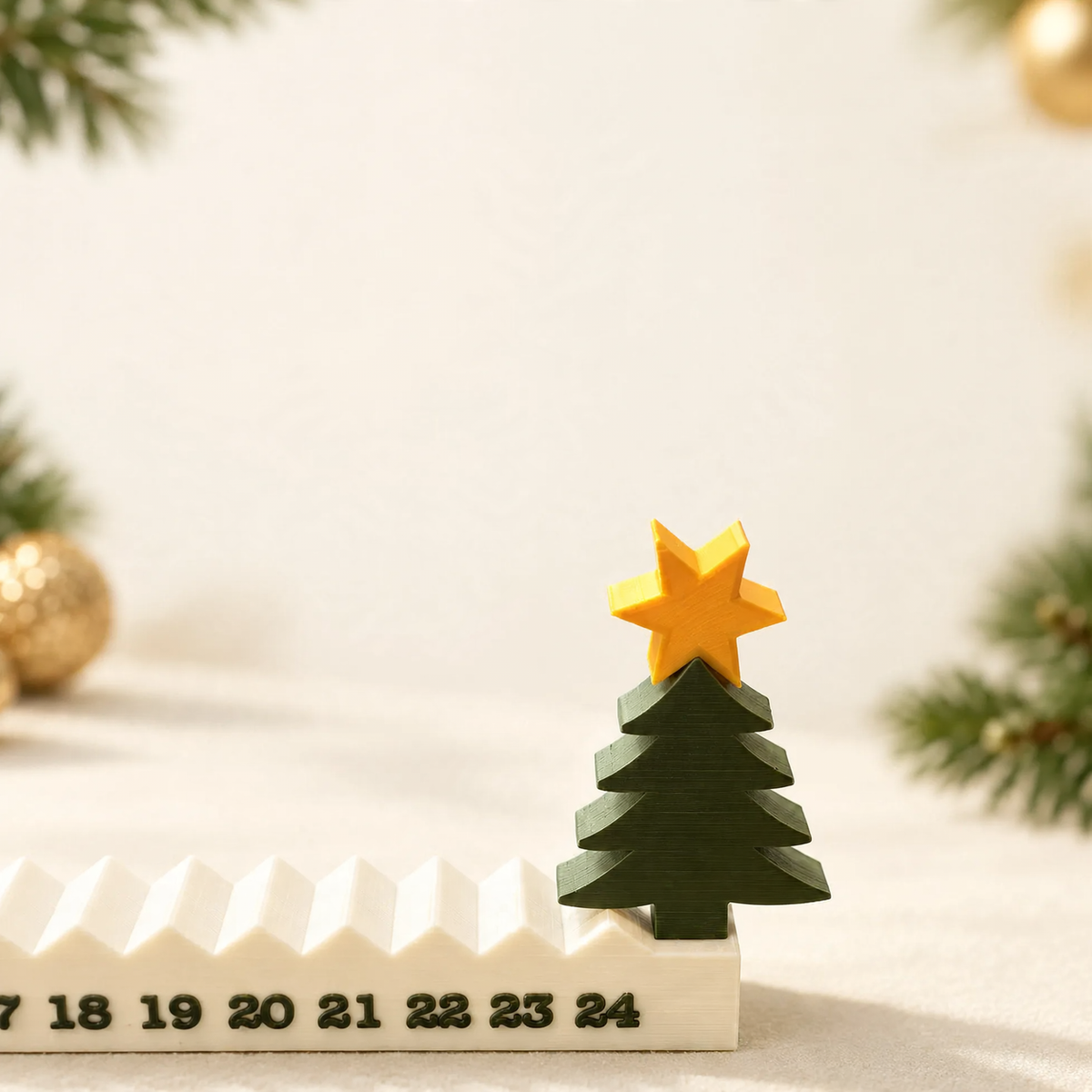 3D-gedruckter Weihnachtsbaum-Adventskalender