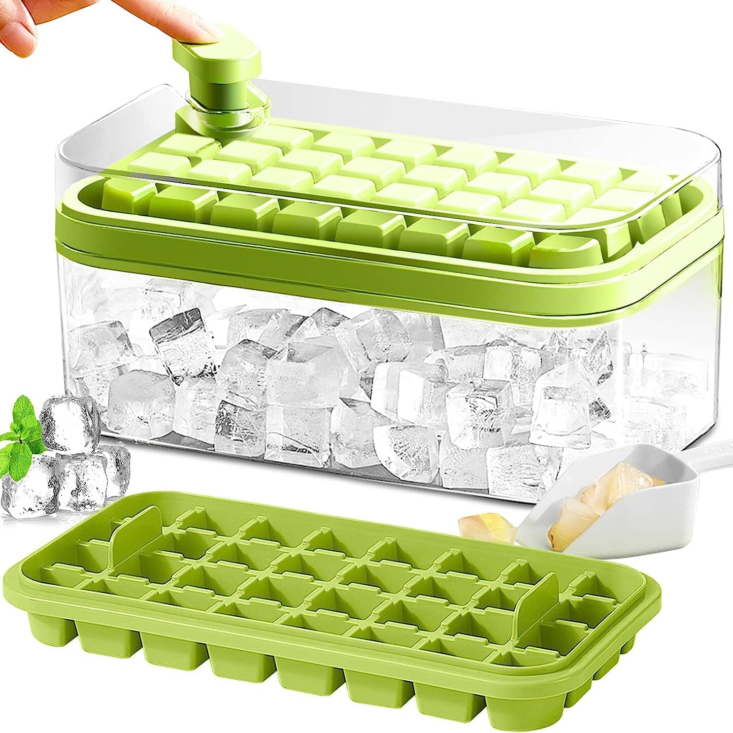 Brehn | 101oz. Eiswürfelschale Set - 64 Stück Silikon Eiswürfelschale mit Deckel & Behälter