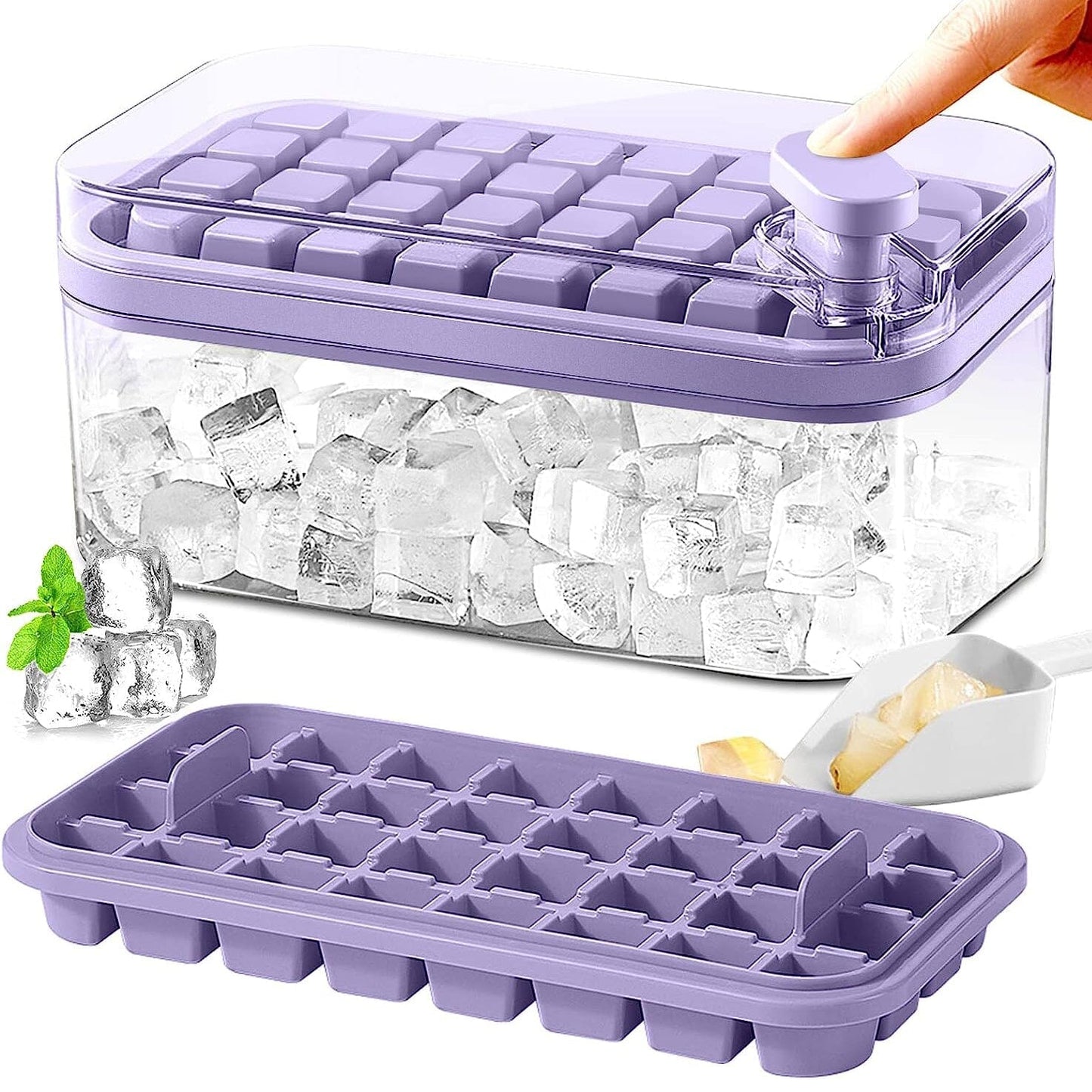 Brehn | 101oz. Eiswürfelschale Set - 64 Stück Silikon Eiswürfelschale mit Deckel & Behälter