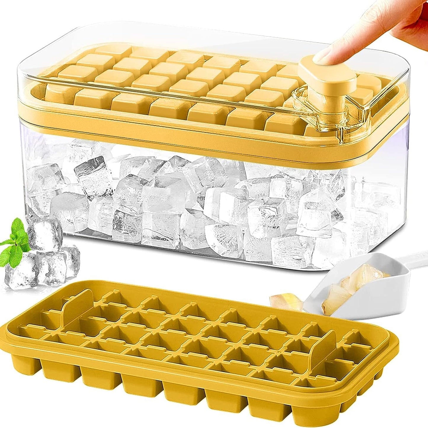 Brehn | 101oz. Eiswürfelschale Set - 64 Stück Silikon Eiswürfelschale mit Deckel & Behälter