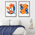 Set aus 2 gerahmten Kunstdrucken mit dem Motiv „Frühlingsblumenmarkt“ in leuchtendem Orange und Blau