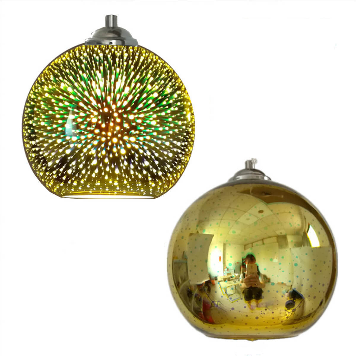 Moderne, kreative 3D-Pendelleuchte in Form eines farbenfrohen Feuerwerksglases mit einer Lichtquelle
