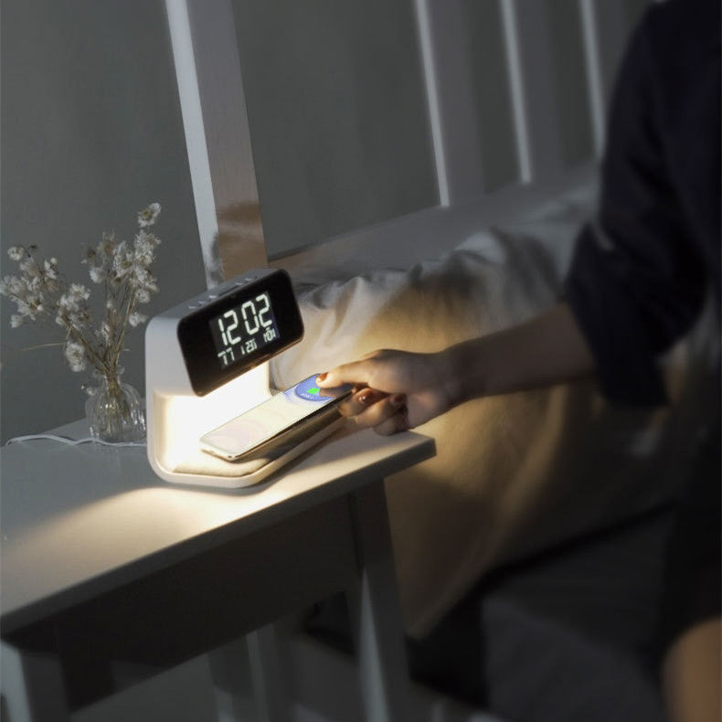 3-in-1 Nachttischlampe Ladegerät Uhr | Brehn