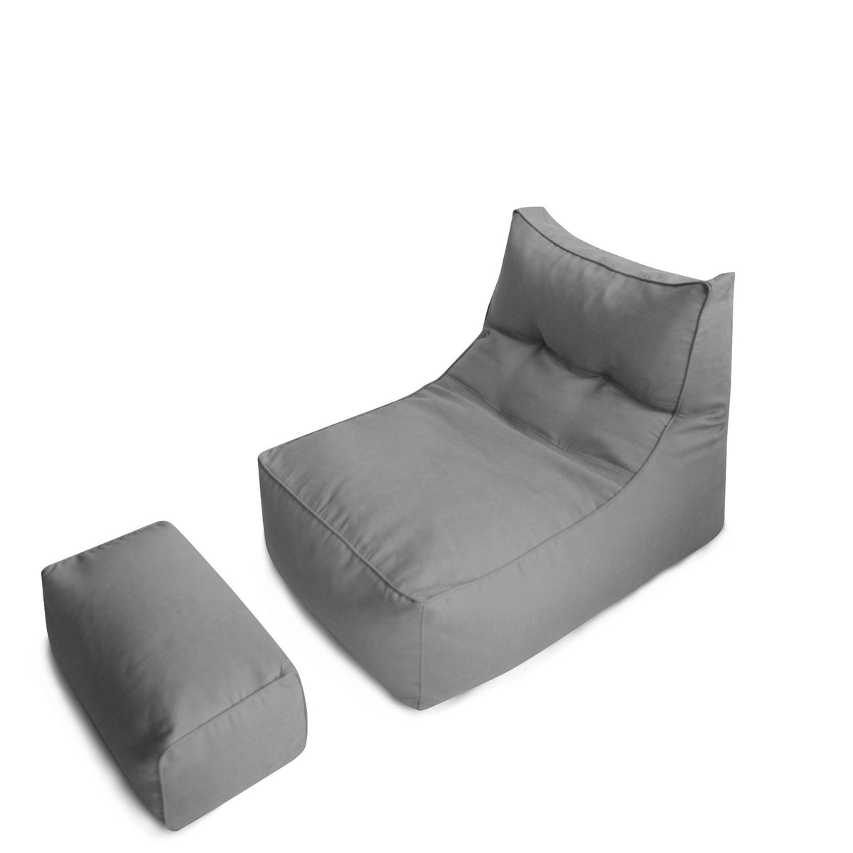 Bequemer Lounge-Sitzsack mit ergonomischer Rückenlehne und separatem Fußhocker