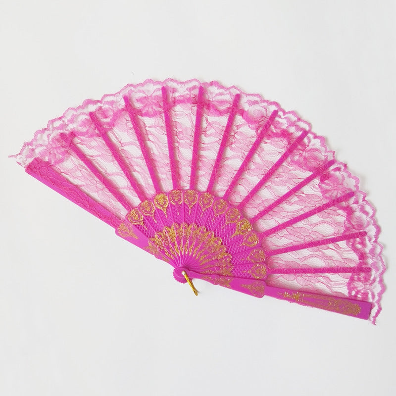 Damen Fächer aus feiner Spitze mit eleganter Goldverzierung Brehn