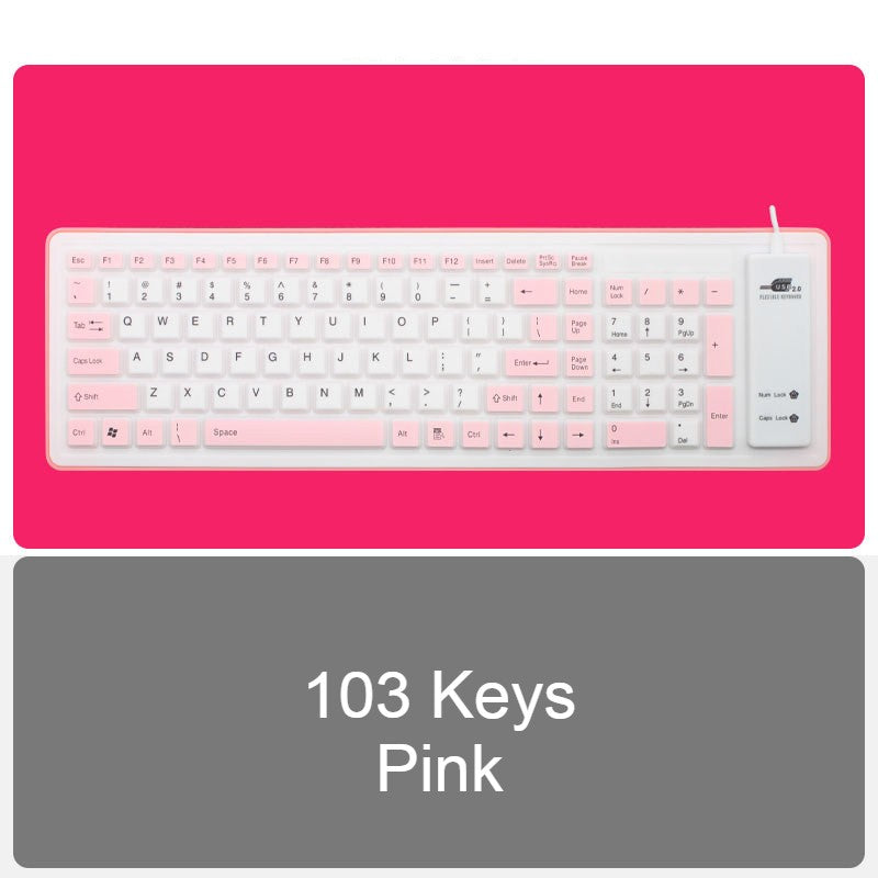 Brehn | Roll-up Silikon Flexibles Keyboard, mit USB Wired, Wasserdichte Beschichtung & Lautloses Tippen