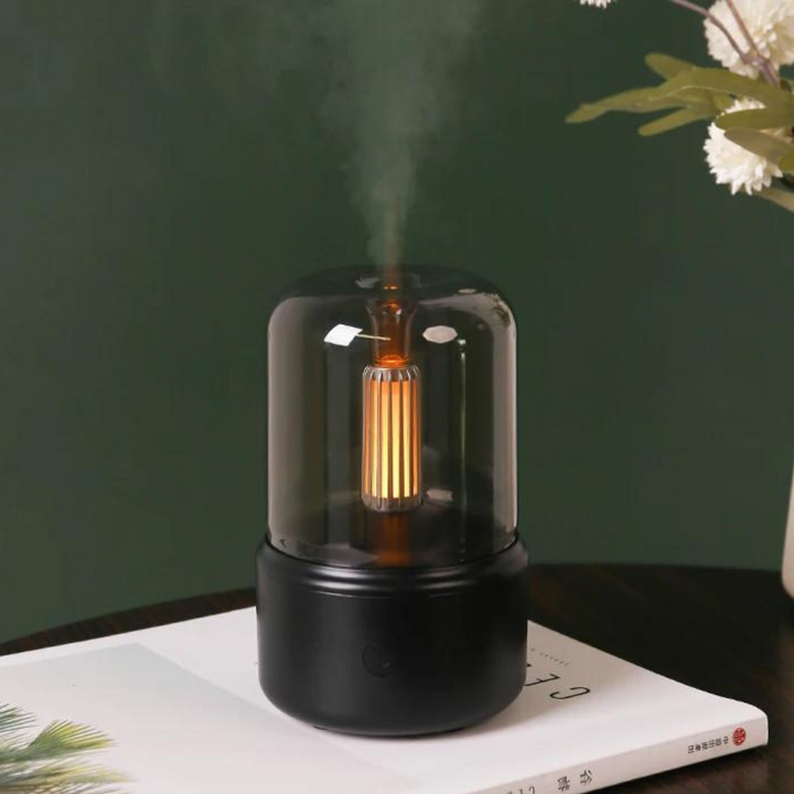 Brehn | Retro Aroma Diffuser mit Nachtlicht - USB ätherischer Öl-Luftbefeuchter für Zuhause und Büro