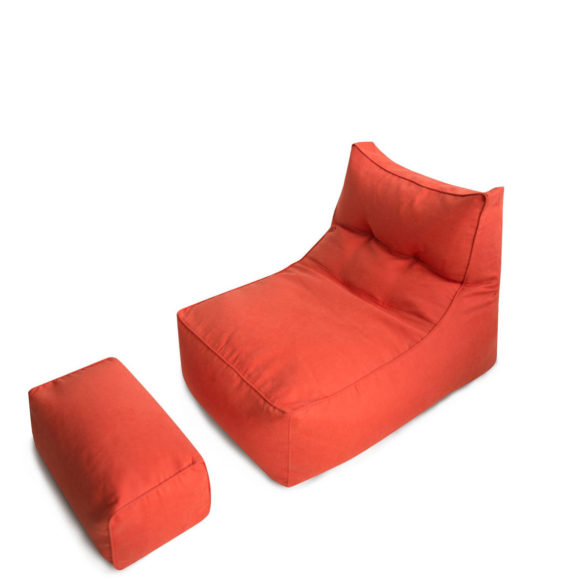 Bequemer Lounge-Sitzsack mit ergonomischer Rückenlehne und separatem Fußhocker