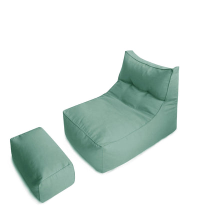 Bequemer Lounge-Sitzsack mit ergonomischer Rückenlehne und separatem Fußhocker