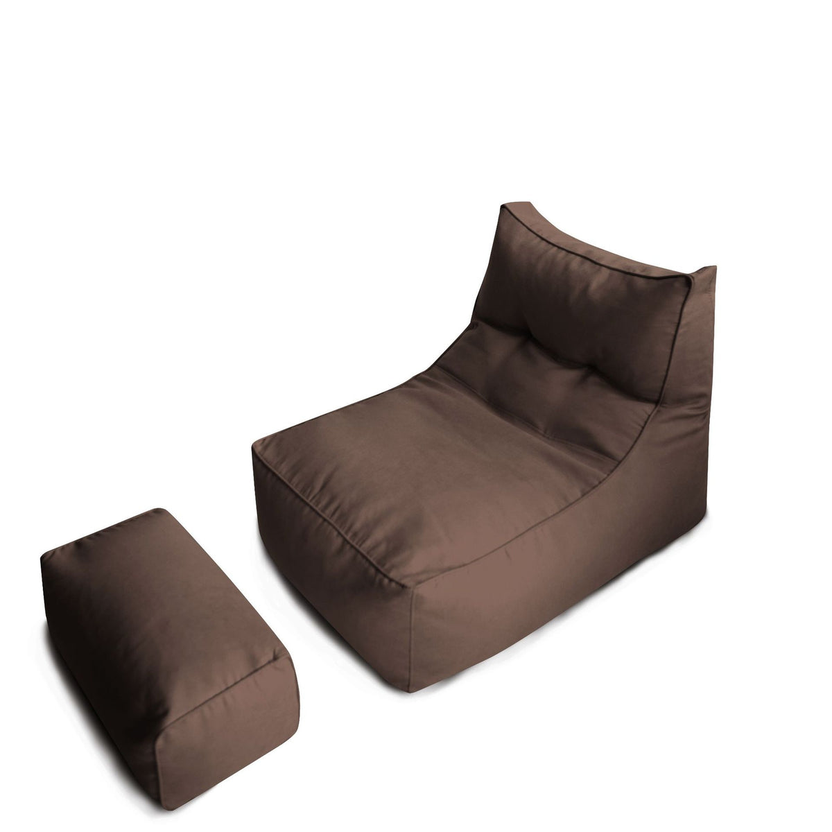 Bequemer Lounge-Sitzsack mit ergonomischer Rückenlehne und separatem Fußhocker