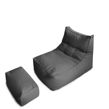 Bequemer Lounge-Sitzsack mit ergonomischer Rückenlehne und separatem Fußhocker