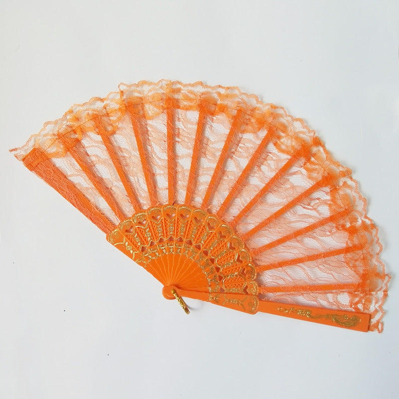 Damen Fächer aus feiner Spitze mit eleganter Goldverzierung Brehn