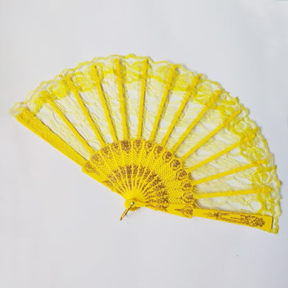 Damen Fächer aus feiner Spitze mit eleganter Goldverzierung Brehn
