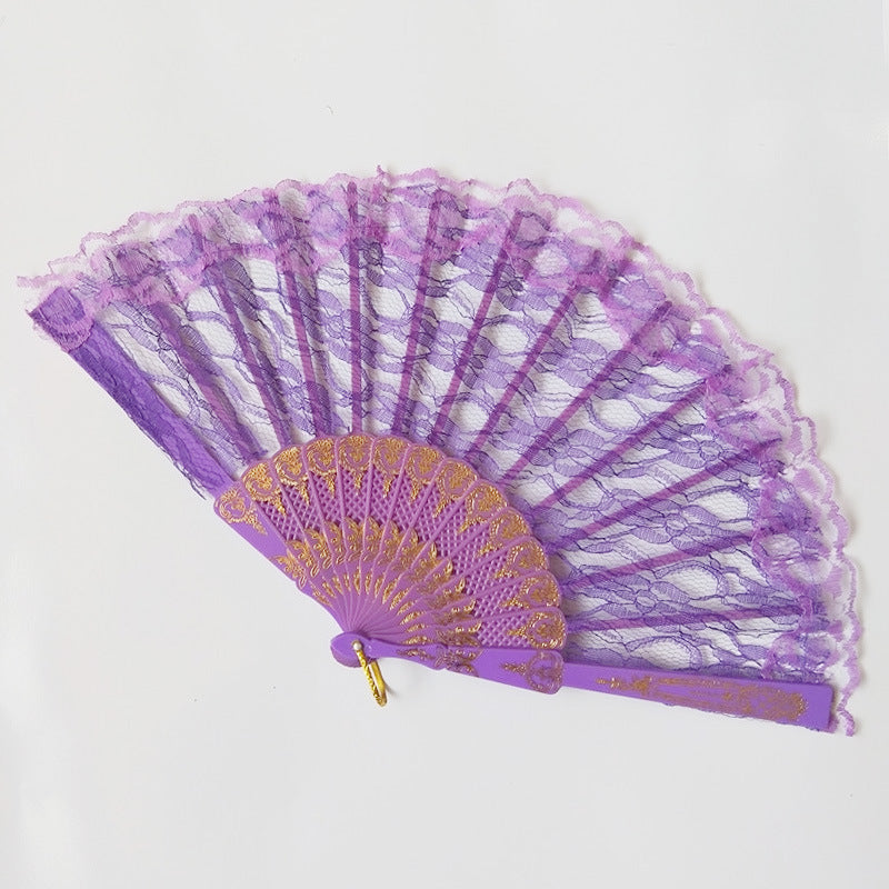 Damen Fächer aus feiner Spitze mit eleganter Goldverzierung Brehn