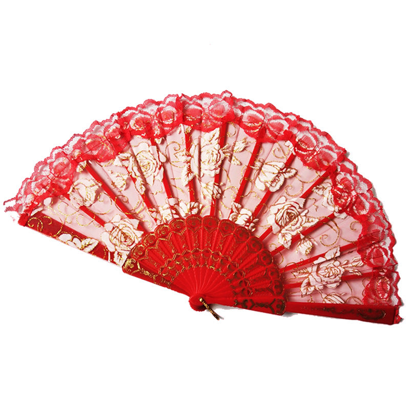Damen Designer-Handfächer mit floralen Motiven Brehn
