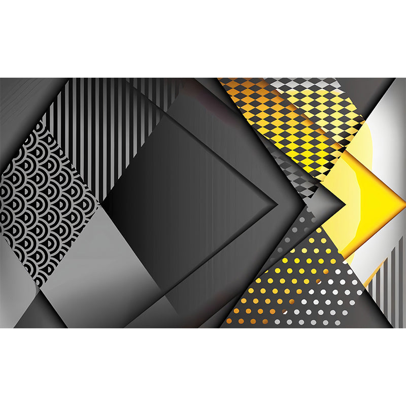 Brehn | Kleurblok Muurmuur Decal voor Vergaderruimte Decoratie, Grijs en Geel, Gepersonaliseerde Grootte Beschikbaar