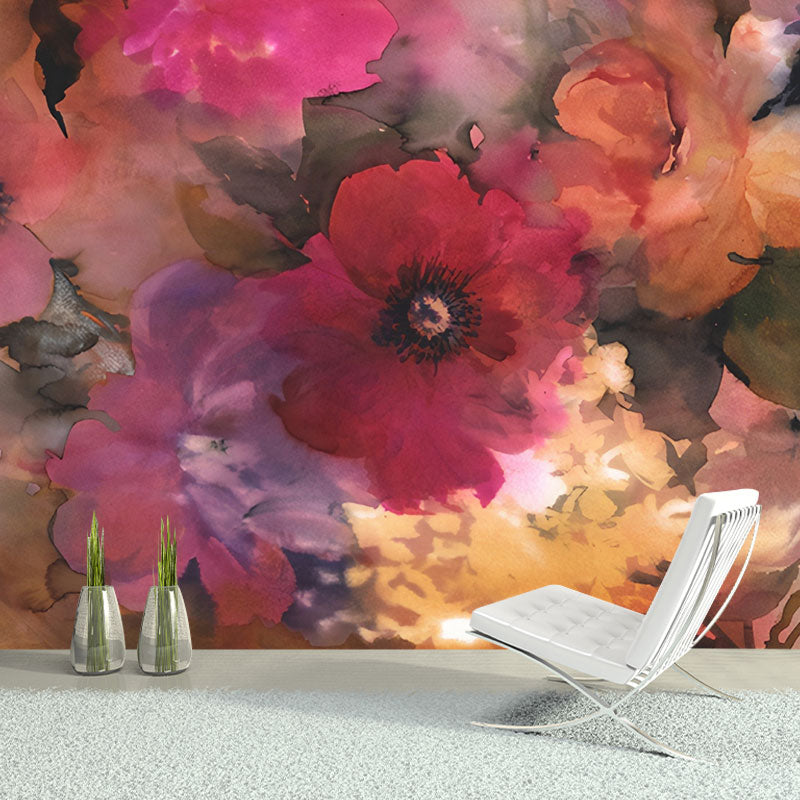 Brehn | Natuurlijke kleur Bloeiende bloemen wandbeschildering Vochtbestendige wandkunst voor gastenverblijf decor