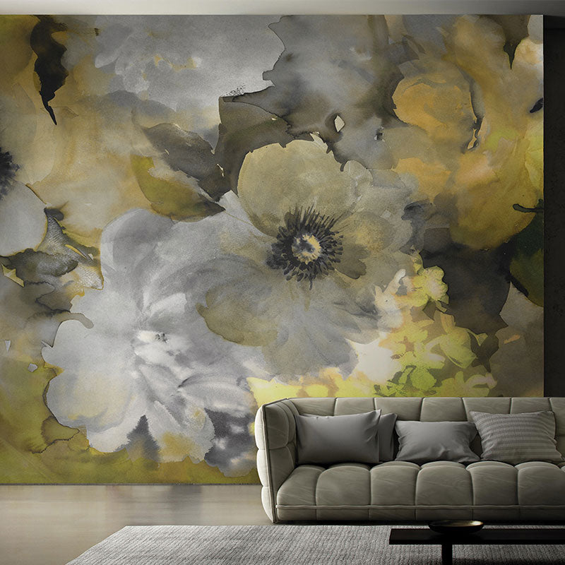 Brehn | Natuurlijke kleur Bloeiende bloemen wandbeschildering Vochtbestendige wandkunst voor gastenverblijf decor