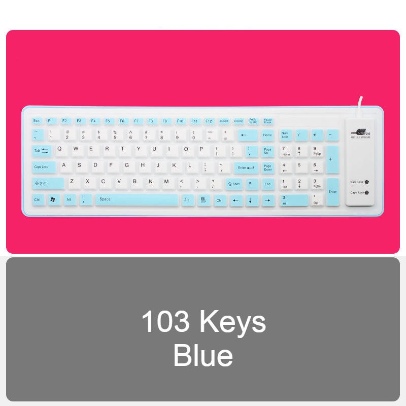 Brehn | Roll-up Silikon Flexibles Keyboard, mit USB Wired, Wasserdichte Beschichtung & Lautloses Tippen