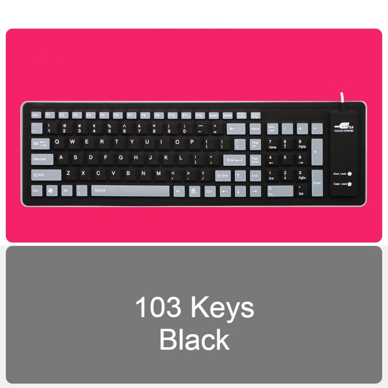 Brehn | Roll-up Silikon Flexibles Keyboard, mit USB Wired, Wasserdichte Beschichtung & Lautloses Tippen