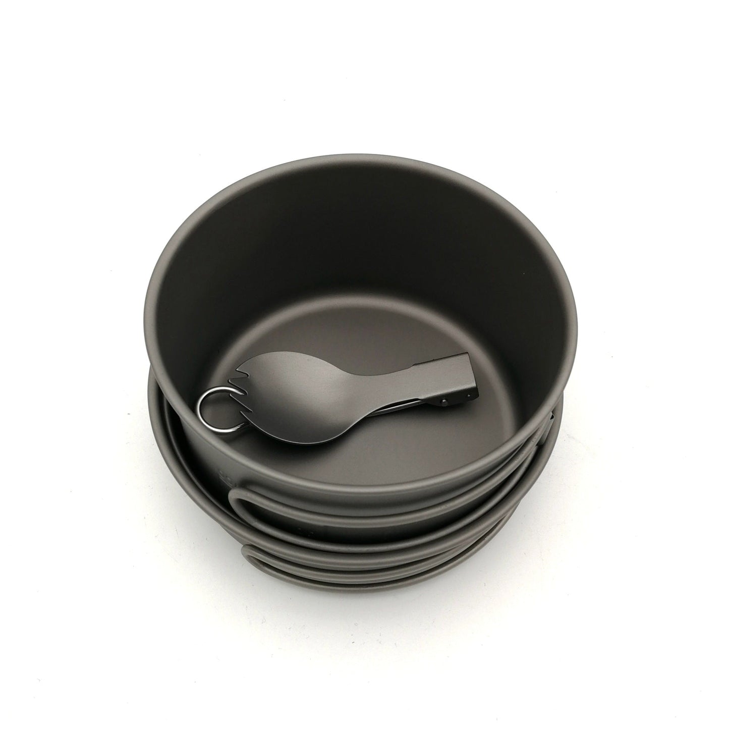 leichtes Titan Nesting Camping Kochgeschirr Set mit klappbaren Drahtgriffen Brehn