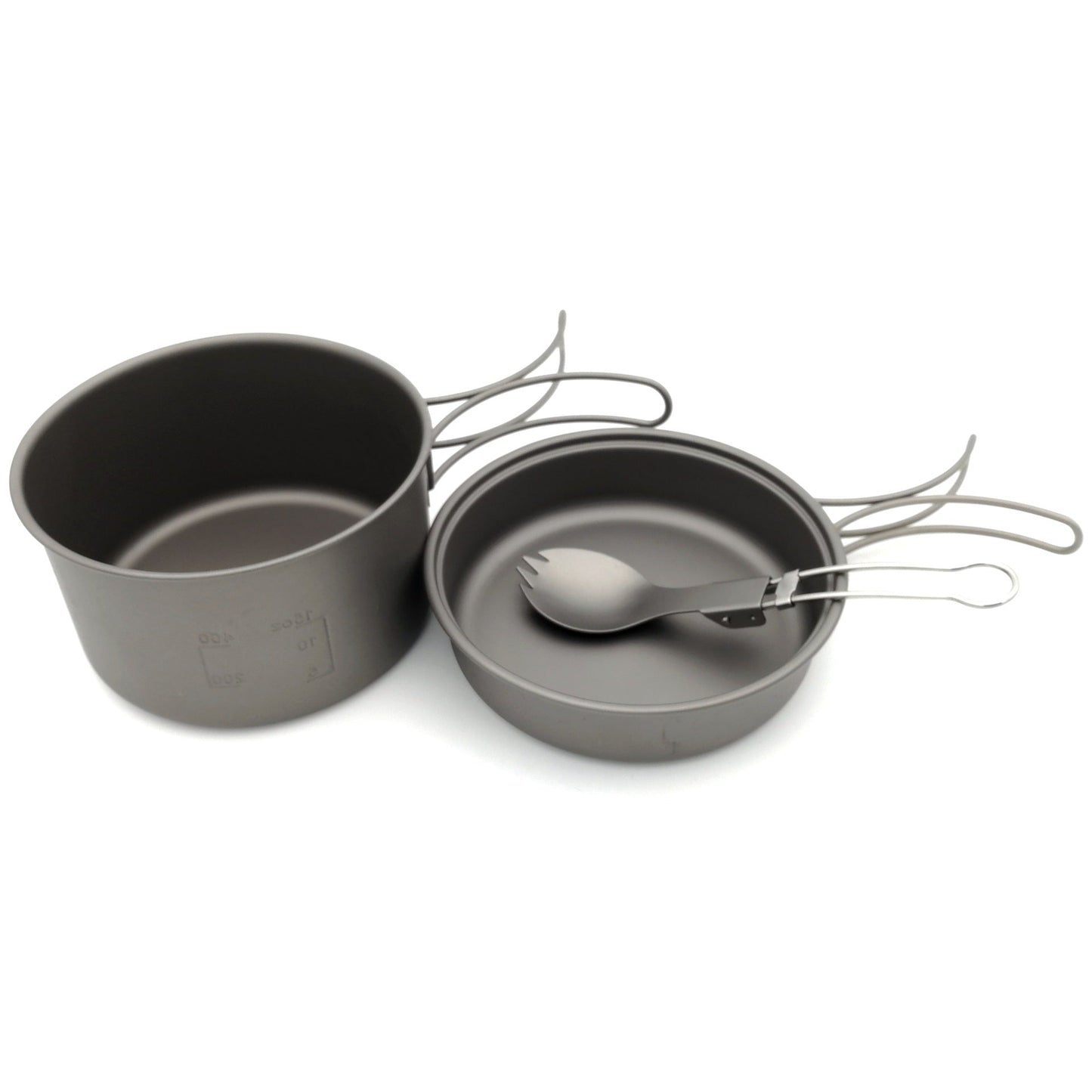 leichtes Titan Nesting Camping Kochgeschirr Set mit klappbaren Drahtgriffen Brehn