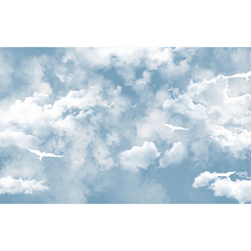Brehn | Simple Sky and Cloud Wallpaper for Guest Room Decor, Pastel Blue, Custom Made