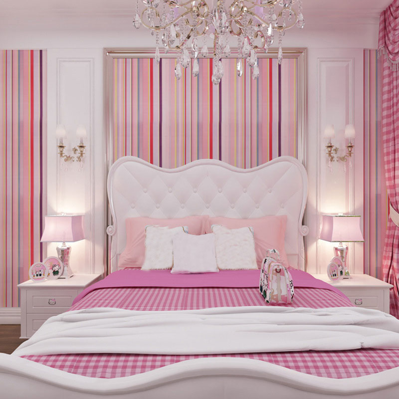 Brehn | 17,5" x 65,5' Tapetenrolle Simplicity für die Mädchenzimmerdekoration mit vertikalem Streifendesign in sanftem Rosa, selbstklebend