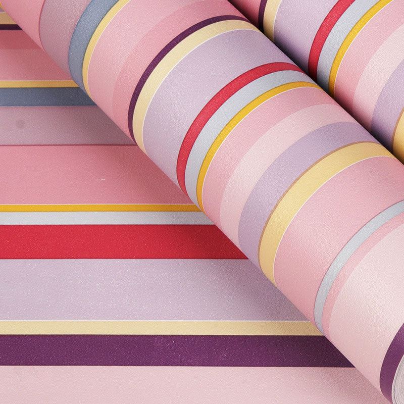 Brehn | 17,5" x 65,5' Tapetenrolle Simplicity für die Mädchenzimmerdekoration mit vertikalem Streifendesign in sanftem Rosa, selbstklebend