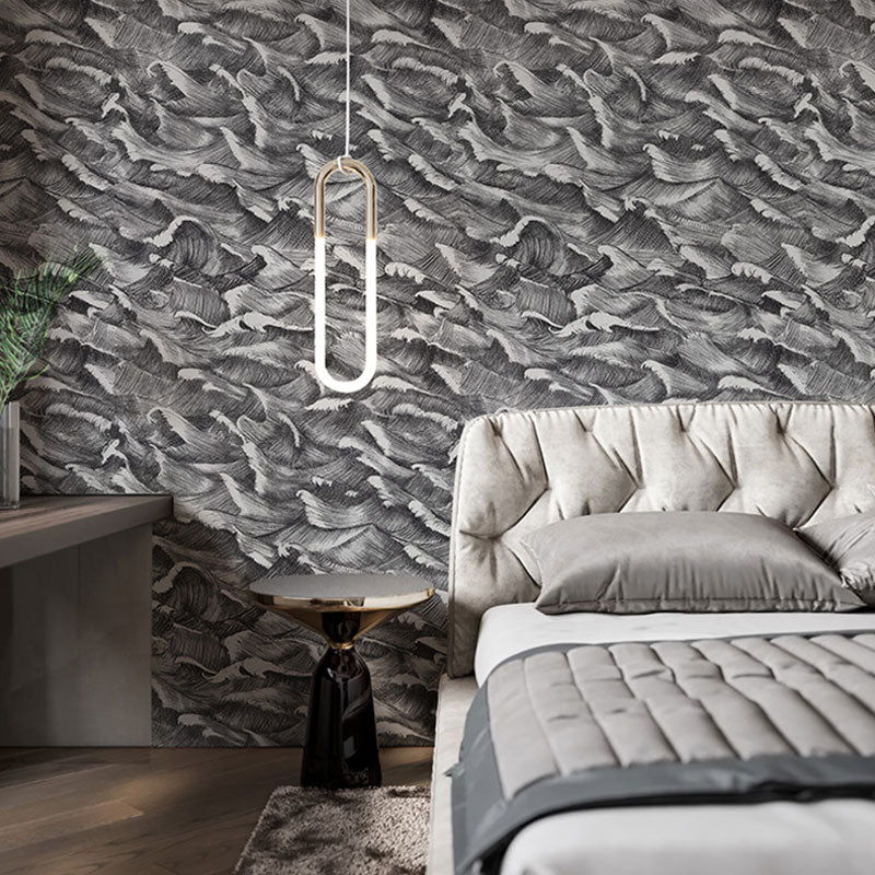 Brehn | Abstracte Golf Behangrol voor gastenverdieping decor, donkere kleur, 10 meter x 52 centimeter