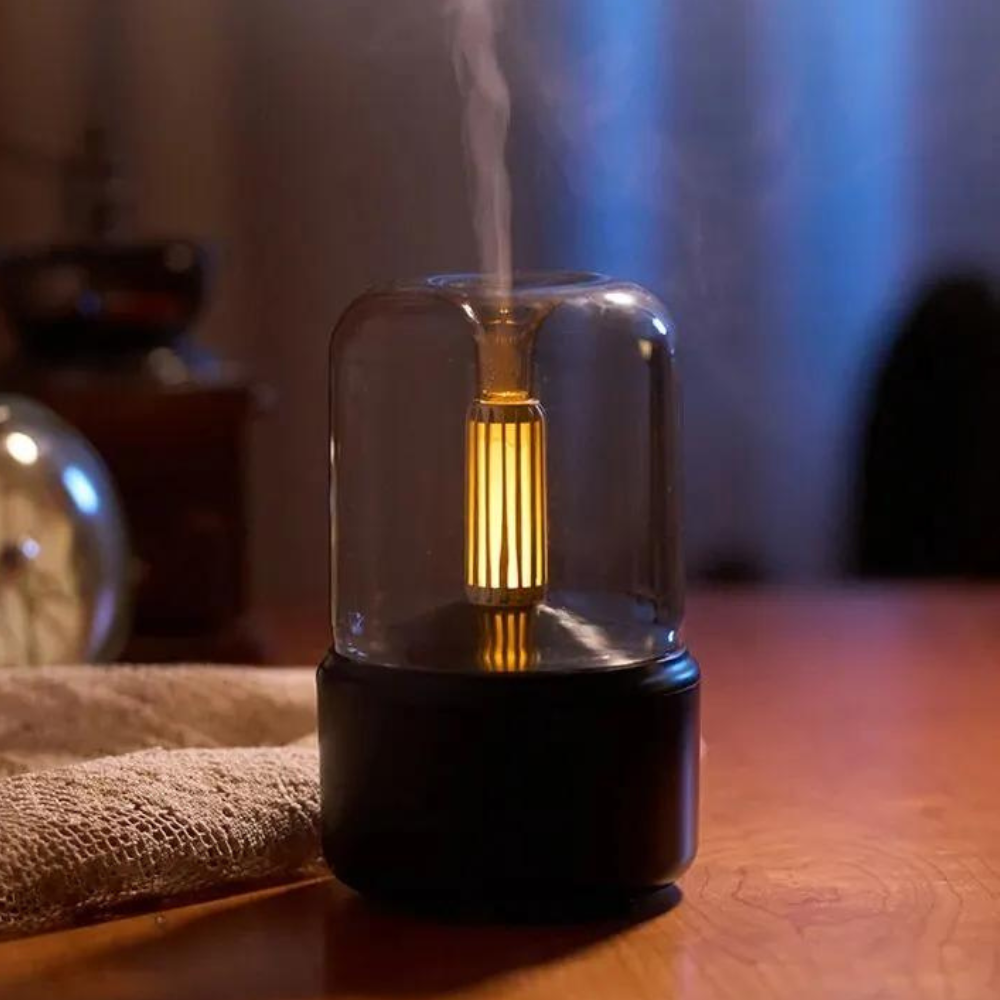 Brehn | Retro Aroma Diffuser mit Nachtlicht - USB ätherischer Öl-Luftbefeuchter für Zuhause und Büro