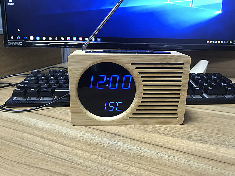 Digitaler Holz-Wecker mit Temperaturanzeige Brehn